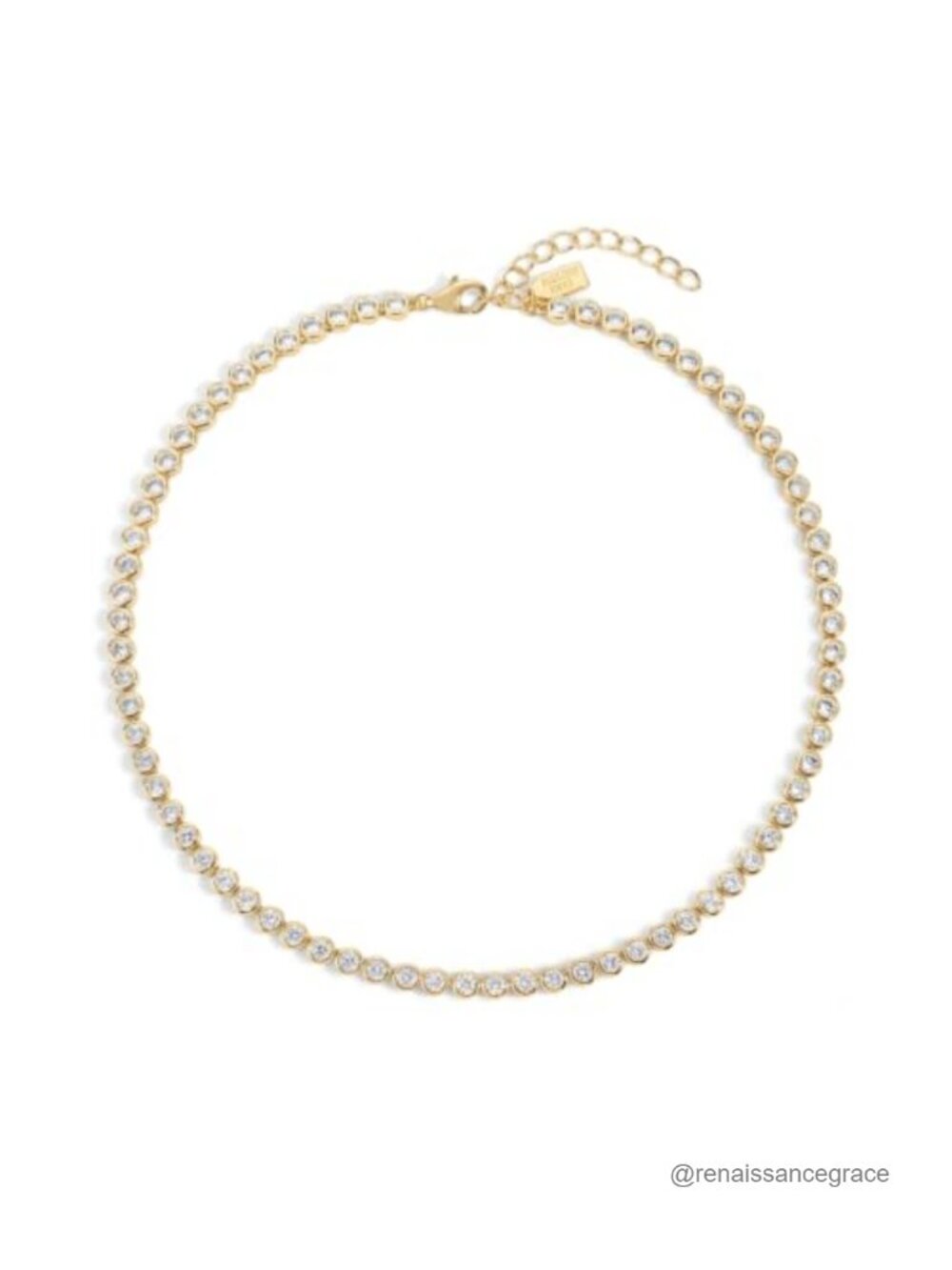 14k Gold Plated Bezel-Set Tennis Necklace for Women, Dainty Sparkle Layering